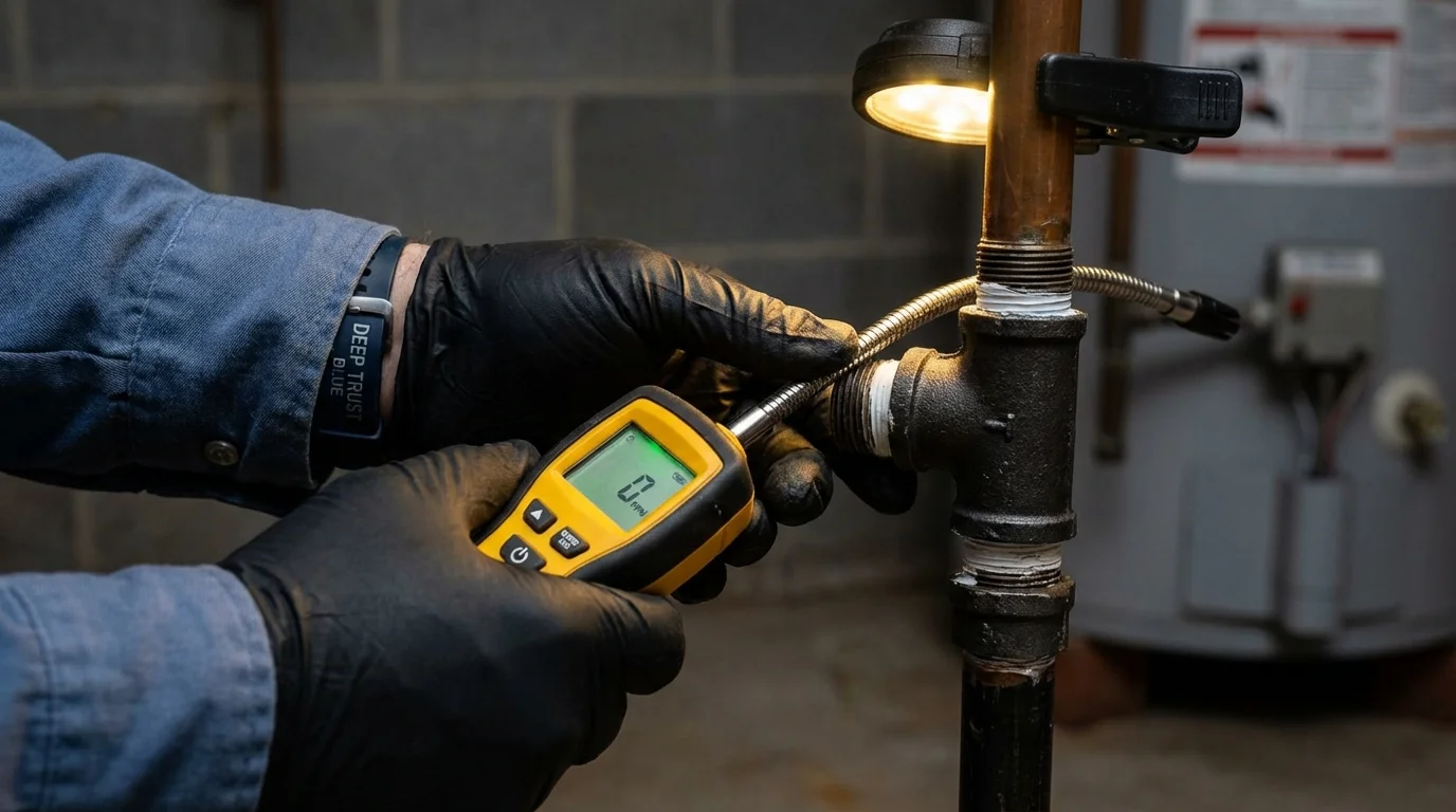 Gas leak detection with electronic sniffer by Johns Plumbing LLC in Midpines
