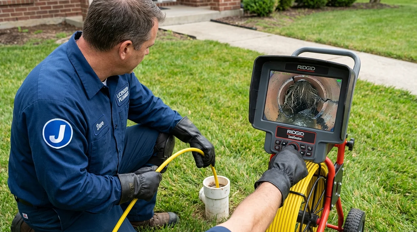 Sewer camera inspection being performed by Johns Plumbing LLC in Midpines